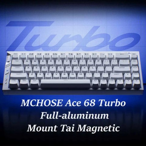 Клавіатура з алюмінію MCHOSE Ace68 Turbo HE, Mount Tai Magnetic Switch GT, 16K, 256K, 0.06ms. Колір білий\white +є  можливість лазерного гравірування