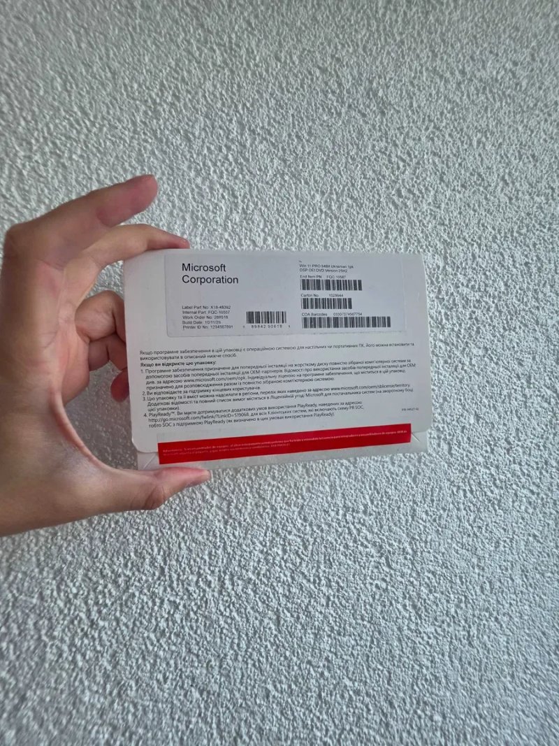 Ключ Windows 11 Pro FQC-10557 OEM DVD українська 64-bit • конверт, Виндовс 11 Про COA наліпка та ключ • ОЕМ / FQC-10557 ключ ліцензія ВІНДОВС 11 Про — фото 4