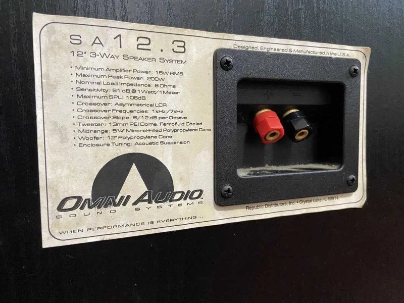 Колонки OMNI AUDIO SA 12.3 — 2х200Вт. 8Ω 91dB. | 12" WOOFER | Потужна 3-смугова АМЕРИКАНСЬКА АКУСТИКА — фото 6
