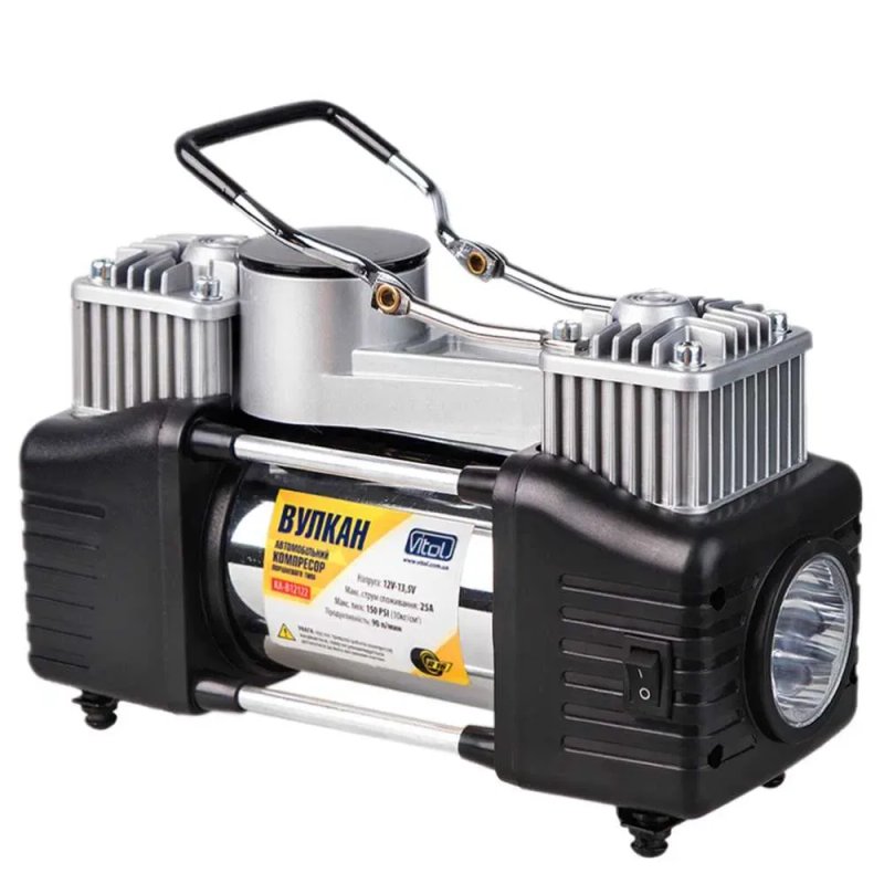 Компресор автомобільний "Вулкан" КА-В12122 150psi/25Amp/90л/клеми — фото 3