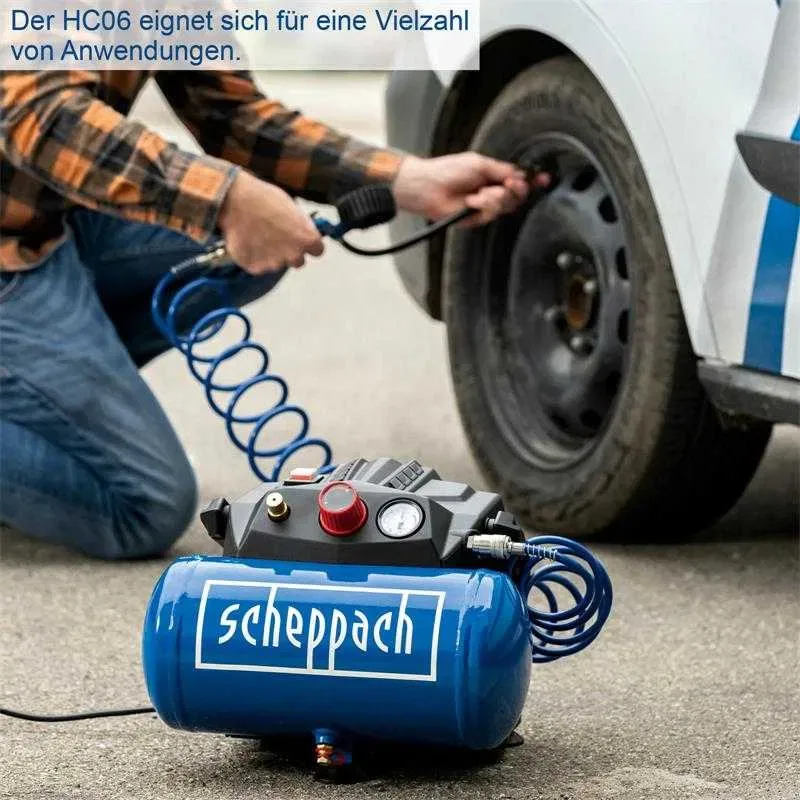 Компресор HC06 Scheppach - двигун 1200W | 200 л/хв | 8 бар — фото 2