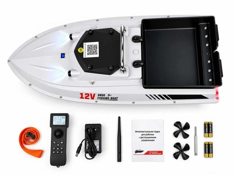 Кораблик риболовлі D80B/E GPS 100 точок 12V 46800 mAh Карповий Прикормочний для завозу прикормки для рибалки Карповый Рибацький рыбалки Рыболовный — фото 2