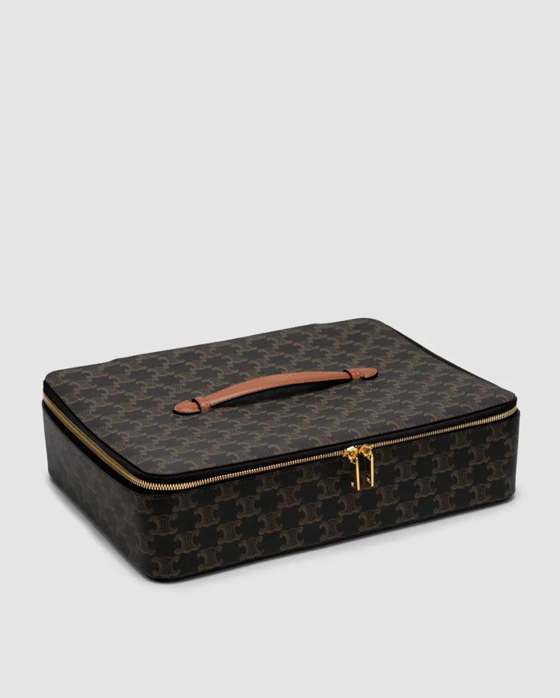 Косметичка Celine Top Handle Large Toiletry Case in Triomphe Canvas and Calfskin копія 1:1 — фото 2