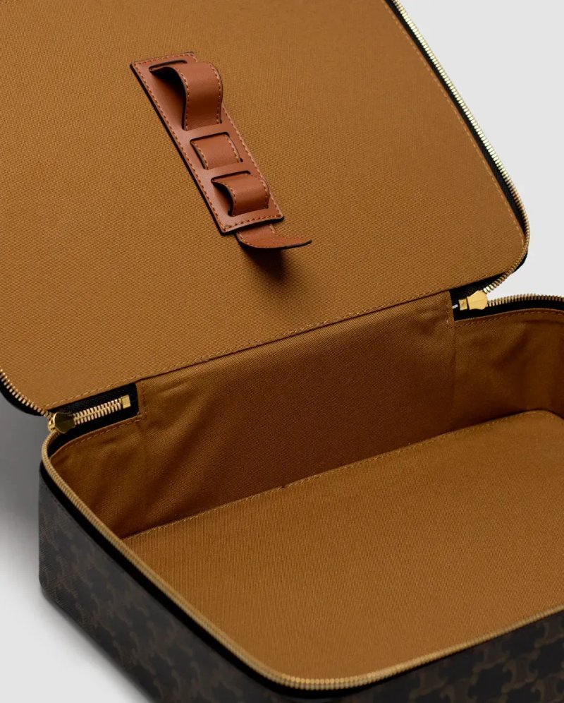 Косметичка Celine Top Handle Large Toiletry Case in Triomphe Canvas and Calfskin копія 1:1 — фото 3