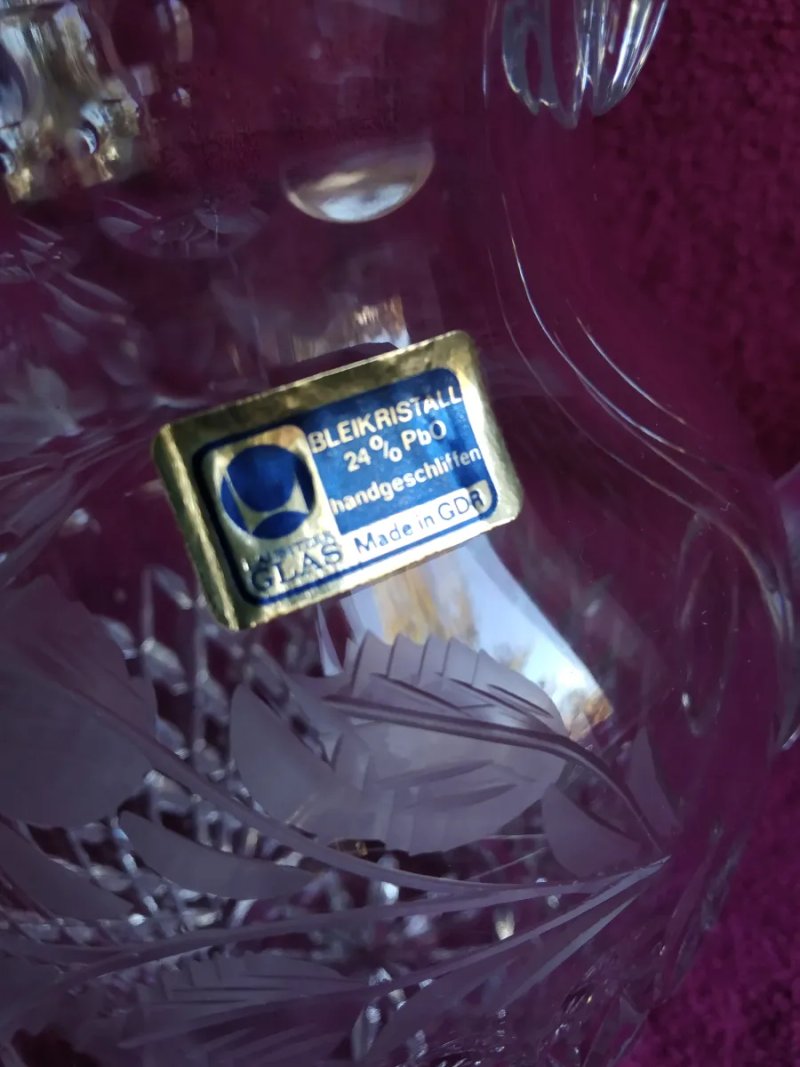 Кришталевий вінтажний глечик \ кувшин \ сливовник. Німеччина, ГДР — фото 2