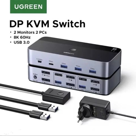 KVM Перемекач 8K UGREEN AK 700 Black