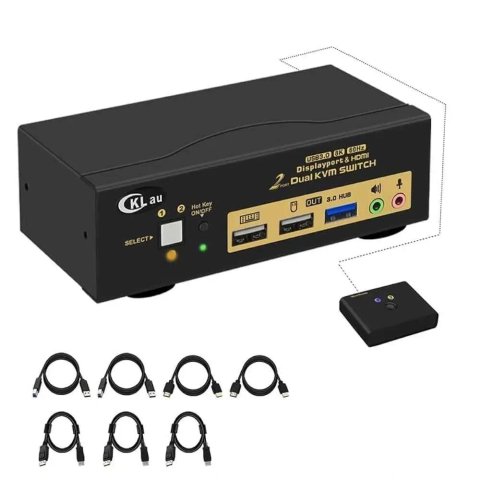 KVM-перемикач CKL 2-порт Dual DisplayPort 1.4 — 8K 60 Гц (2516)