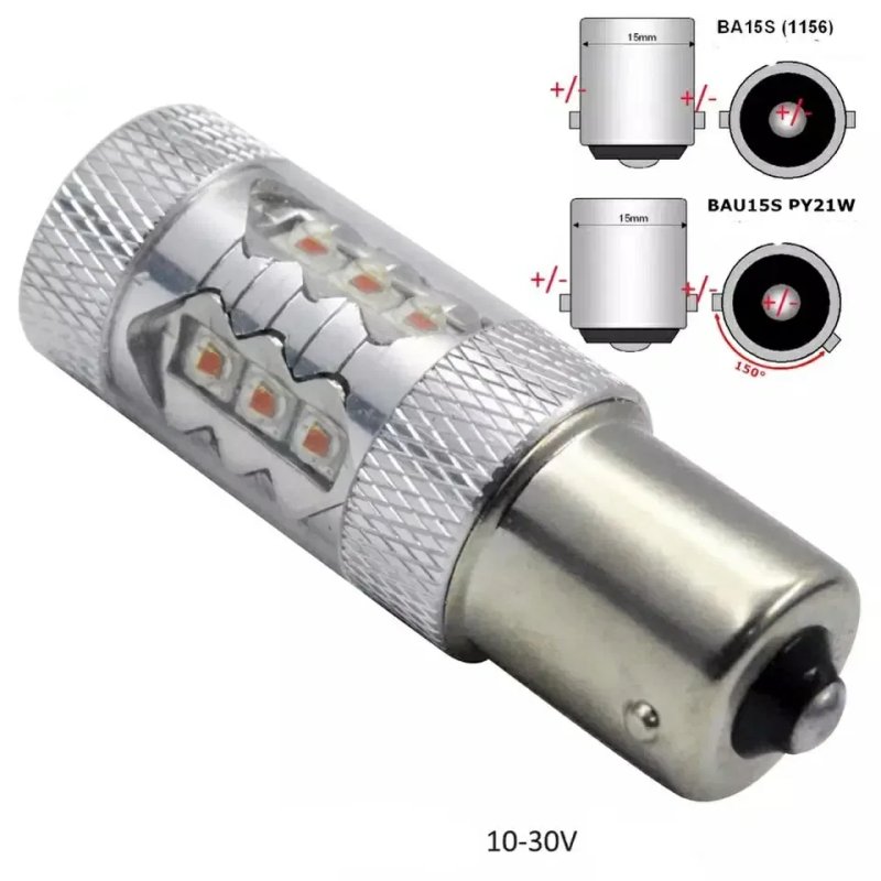 Лампа в поворот Led желтый в красном фонаре Osram 80W Янтарный USA США — фото 3