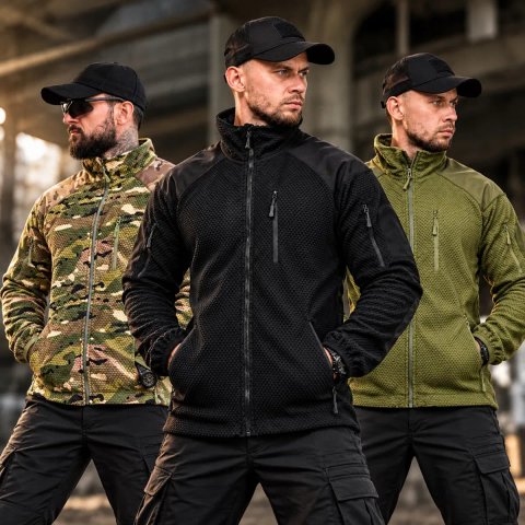 Легка тактична флісова кофта Light Grid Олива Чорний Мультикам колір