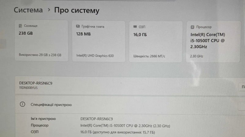 Lenovo ThinkCentre M70q — i5-10500T 16GB SSD 256GB M.2 NVMe WiFi+BT — Гарантія ФОП — фото 6