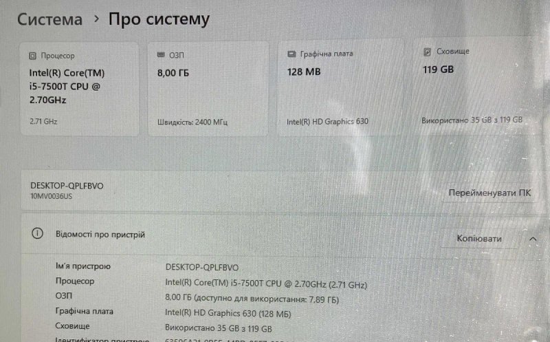 Lenovo ThinkCentre M910q Tiny — i5-7500T 8GB 128GB NVMe WiFi+BT Win11 Офіц UA — Гарантія ФОП — фото 6