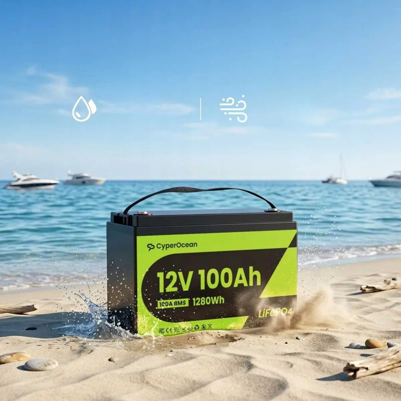 LiFePo4 акумулятор CyperOcean 100Ah 12V. BMS - 100A. Літій залізофосфатний акумулятор 1280Wh. Железофосфатный аккумулятор — фото 6