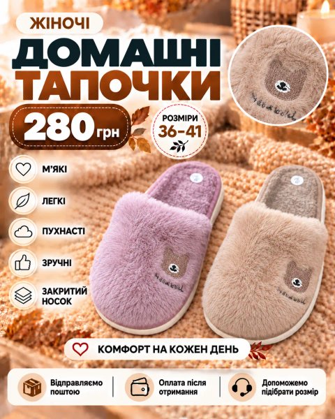 Мʼякі тапочки з мишкою