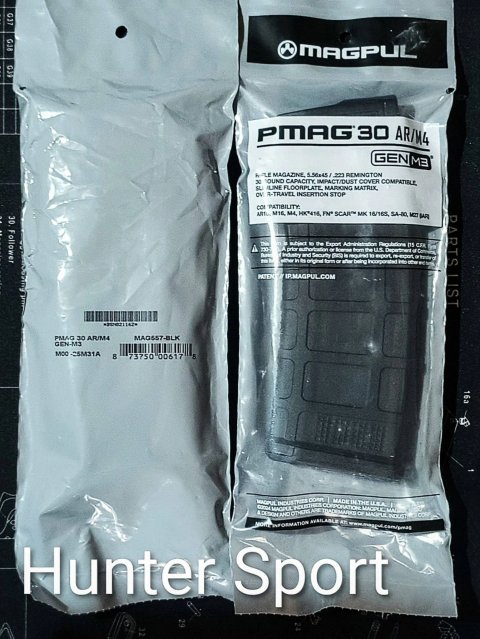Магазин для AR15, Magpul PMAG Gen3 Black, на 30 патронов 5,56/.223 cal. Оригинал MAG557 Без Окна
