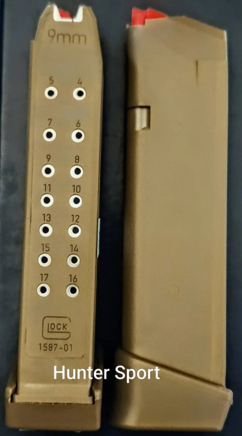Магазин Glock 19X Gen5 FDE, на 19 (17+2) патронов, 9 мм (9х19 cal.) для оружия Глок. Оригинал