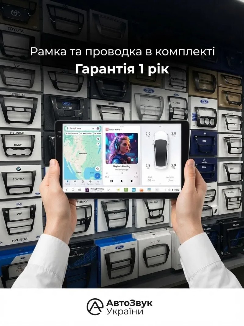 Магнітола Android Dudu4 4/64 гб з рамкою Toyota Volkswagen Skoda Hyundai Kia Mitsubishi Ford Opel Nissan Renault Mazda Suzuki Chevrolet Seat Jeep — фото 2