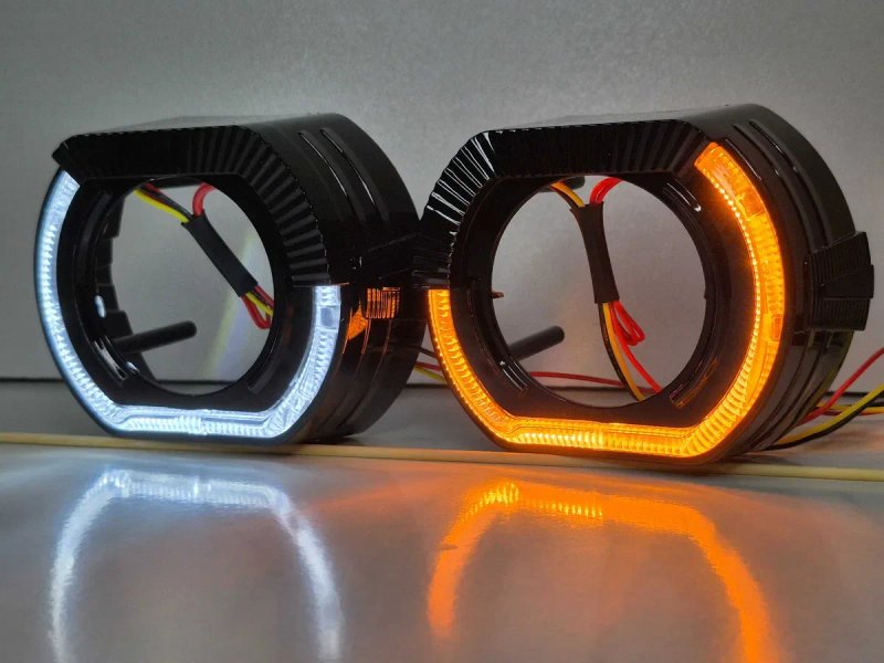 Маски для линз 2.5 и 3 дюйма, ангельские глазки Белый+Желтый RGB Цена комплекта — фото 2