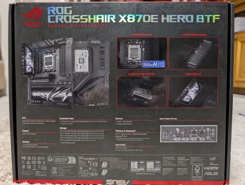 Материнська плата Asus ROG Crosshair X870E Hero BTF AMD Ryzen AM5 apex dark hero — фото 5