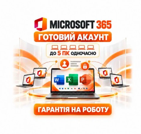 Microsoft Office 365 Pro Plus готовий акаунт на 5 ПК — Офіс 365 Про Плюс, Офис 365 Про Плюс, Word Excel PowerPoint, ліцензія Microsoft 365, активація