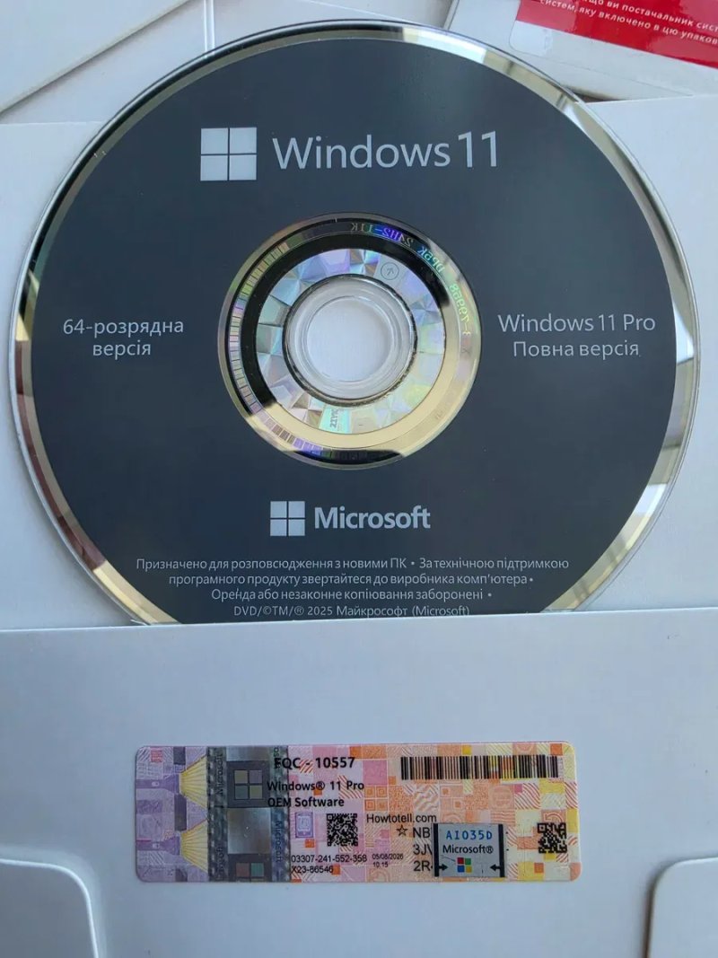 Microsoft Windows 11 Pro OEM DVD FQC-10557 українська — ключ ліцензія COA наліпка, ключ Віндовс 11 Про, Активация Виндовс 11 Про — фото 7