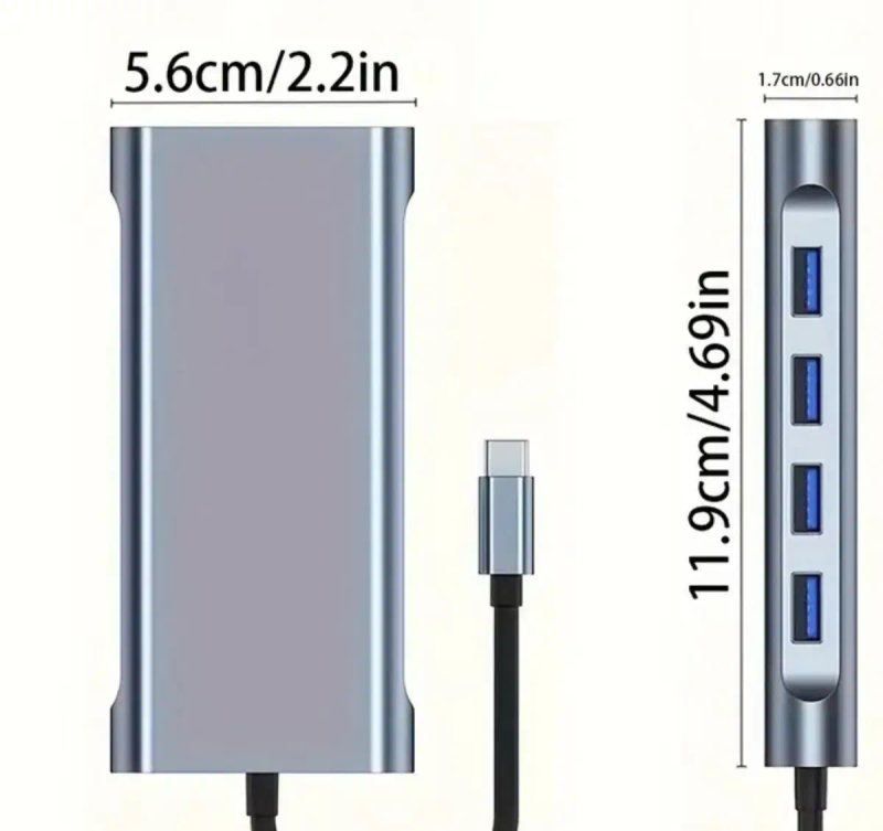 Многофункциональный USB Type-C Хаб 11-в-1 / Док-станция 4K Ultra HD — фото 2