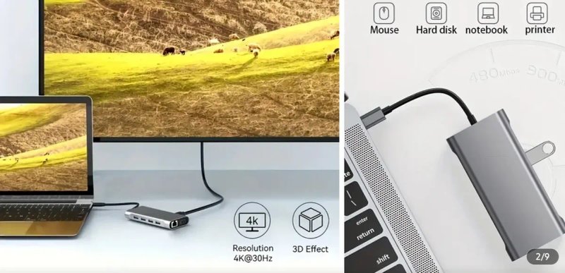 Многофункциональный USB Type-C Хаб 11-в-1 / Док-станция 4K Ultra HD — фото 5