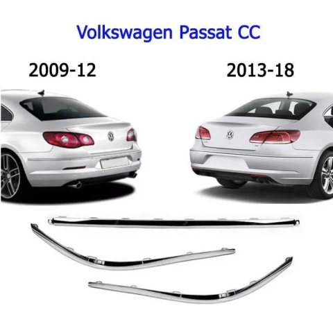 Молдинг заднего бампера VW Passat CC, b7, b8 USA хром Sel R-line Sport