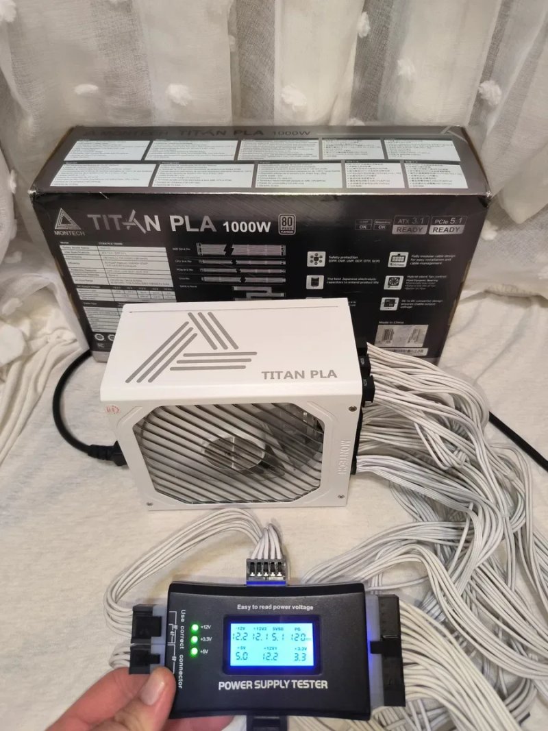 Montech Titan PLA 1000W White (80 Plus Platinum, ATX 3.1, PCIe 5.1) Блок живлення — фото 4