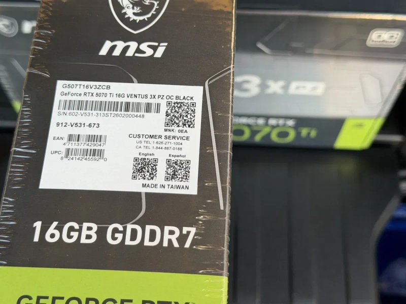 MSI GeForce RTX 5070 Ti 16G VENTUS 3X PZ OC (912-V531-657, G507T-16V3ZC) Нові. Запаковані — фото 4