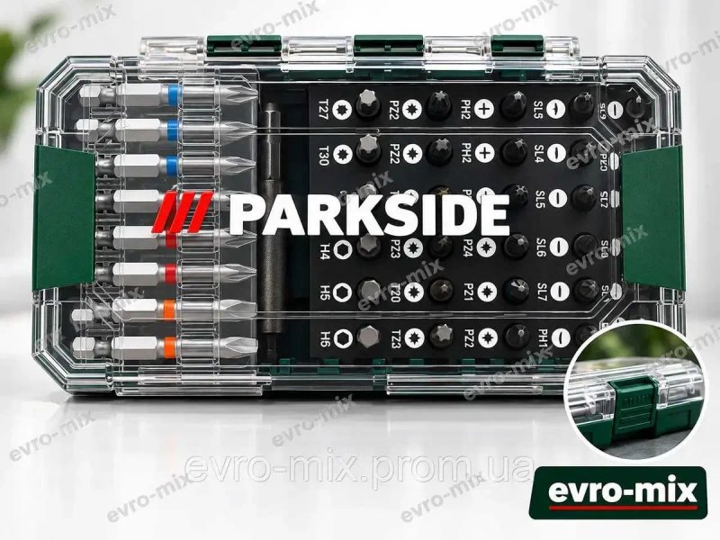 Набір біт і торцевих головок PARKSIDE 37 предметів — викруткові насадки 25/50 мм із магнітним тримачем у кейсі Німеччина — фото 2