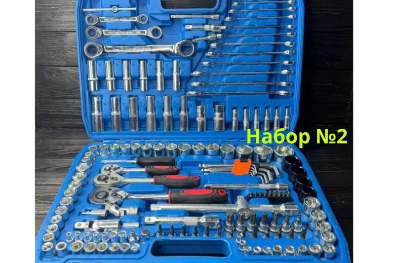 Наборы головок комбинированных ключей трещотки от 40 до 216 инструментов в наборе. Набори інструментів ключів головок — фото 2