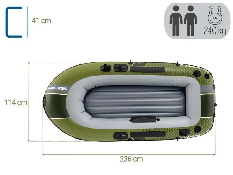 Надувная двухместная лодка Intex 66332 Seahawk 2 с веслами и насосом — фото 2