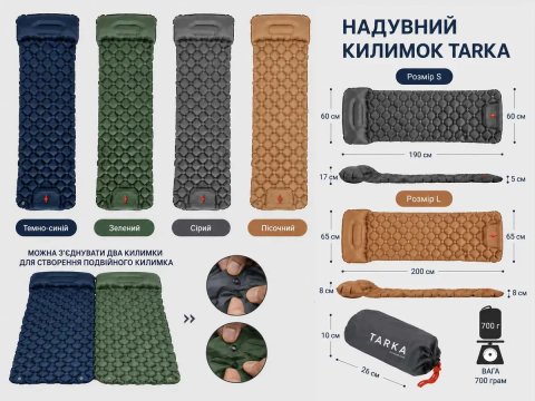 Надувний коврик TARKA каремат килимок матрац
