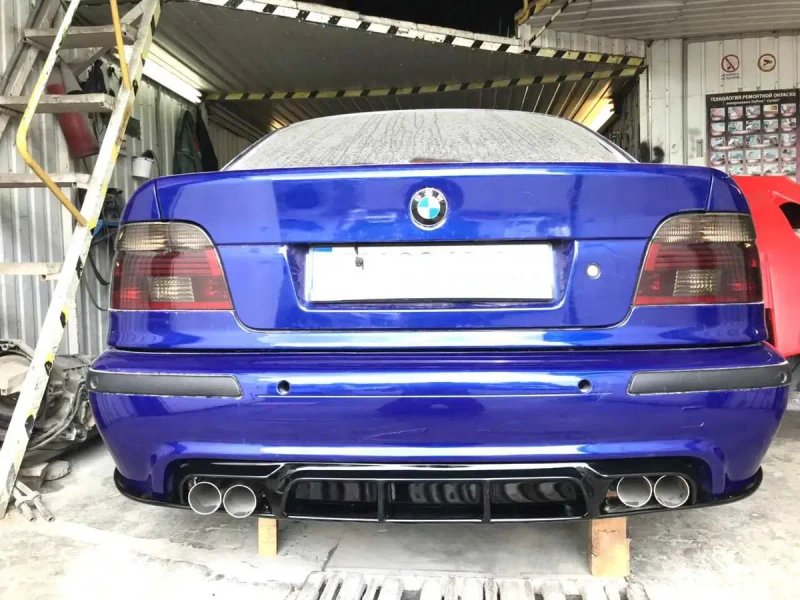 Накладка на задний М бампер BMW 5 E39, диффузор под 1 или 2 трубы для БМВ Е39 — фото 5