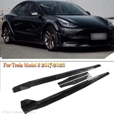 Накладки на пороги для Tesla Model 3 Тесла Модел 3 диффузор спойлер сплиттер сплiтер дифузор