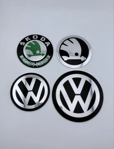Наклейки на ковпаки Skoda, VW 90 мм, 120 мм. Значки шкода 9 см, 12 см