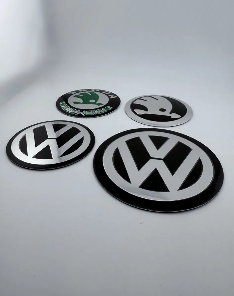 Наклейки на ковпаки Skoda, VW 90 мм, 120 мм. Значки шкода 9 см, 12 см — фото 2