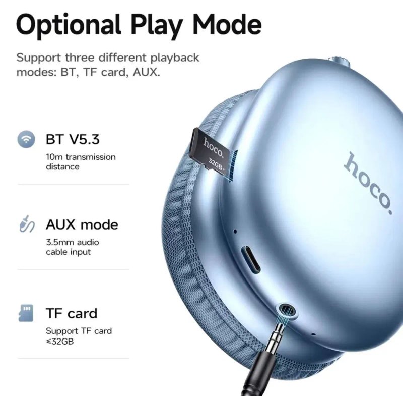 • НАВУШНИКИ Hoco W35 Max 90 год бездротові microSD, Type C — фото 7