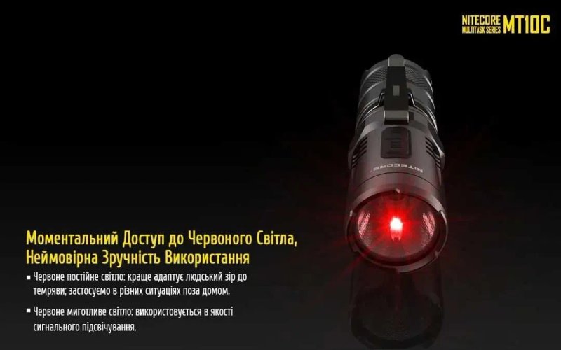 Nitecore MT10C Ліхтар Тактичний з Червоним Світлом (920 Люмен 10 Режимів) — фото 3