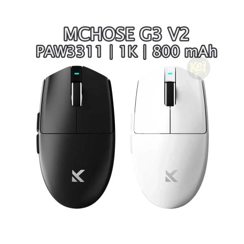 Нова‼️Ігрова мишка MCHOSE G3 V2 | PAW3311 | 800 mAh | 1K | 59 г | 12 000 DPI | Є гарантія! | Колір - білий, чорний | Форма як у Logitech G102 - G305