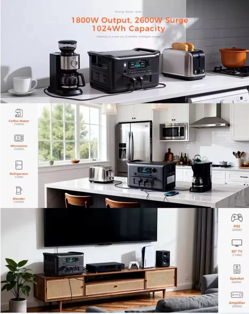 Нова станція 1800W/ 1024Wh / LiFePO4 / БДЖ/UPS/ зарядка за 1 год — фото 6