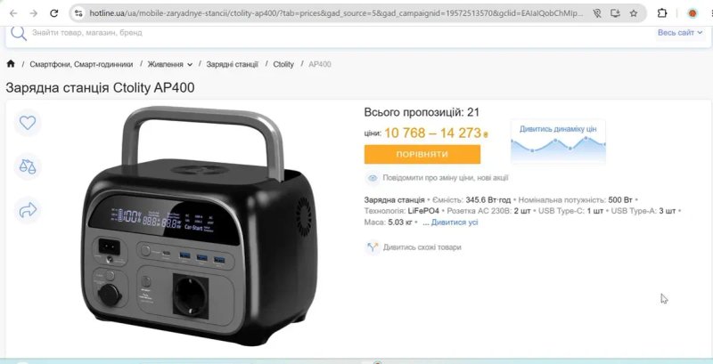 НОВА Зарядна станція CTOLITY AP400 600W 346Wh LiFePO4 UPS для котла з  гарантією! — фото 6
