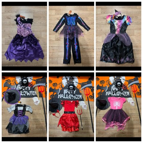 Нові карнавальні костюми на хеловін хэллоуин halloween для дівчинки на 5-6 років 7-8 років 9-10 років на зріст 110-116 см 122-128 см 134-140 см