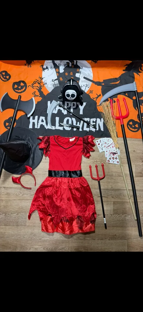 Нові карнавальні костюми на хеловін хэллоуин halloween для дівчинки на 5-6 років 7-8 років 9-10 років на зріст 110-116 см 122-128 см 134-140 см — фото 6