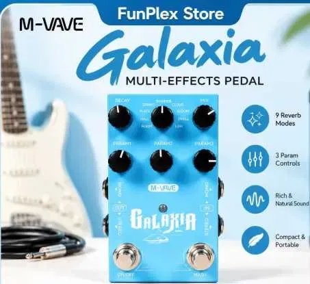 Новинка! Стерео ревербератор M-VAVE GALAXIA на 9 типов: Room, Hall, Plate, Spring, Shimmer, Cloud, Bloom, Swell и Lofi +зарядка от USB Type-C