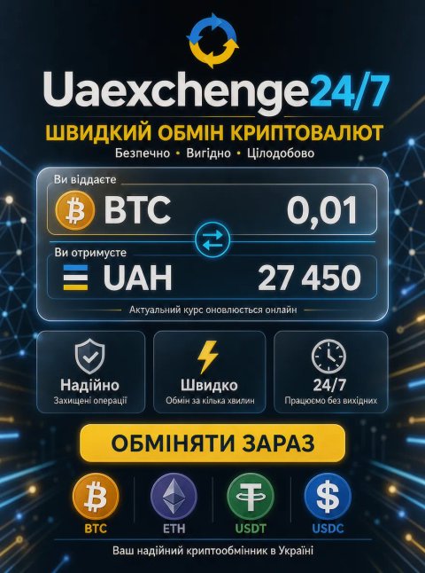 Обмен криптовалюты  UAexchange247
