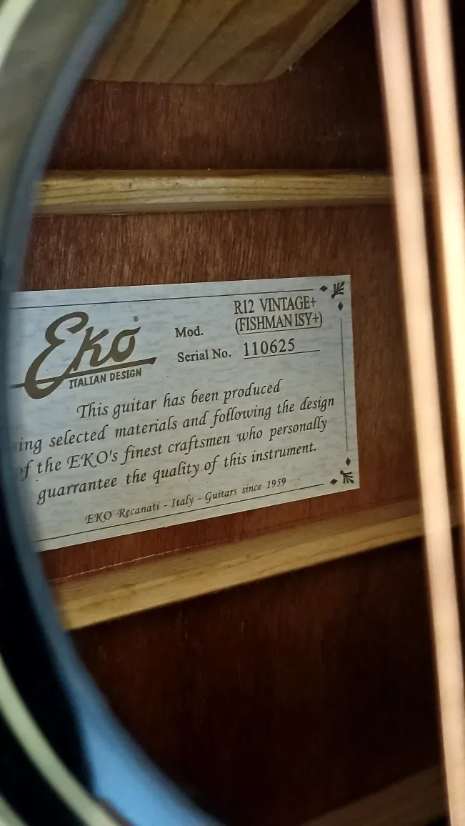 ОРИГІНАЛЬНА Гітара EKO R12 Vintage Fishman ISY+ — 12 струн, Італія — фото 2