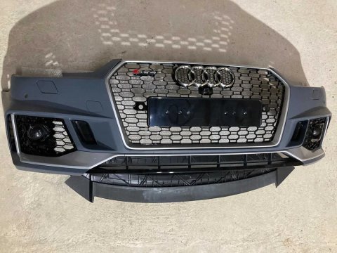 Передний бампер на Audi A4 B9 2015-2019год. (в стиле RS4 Под радары)V4