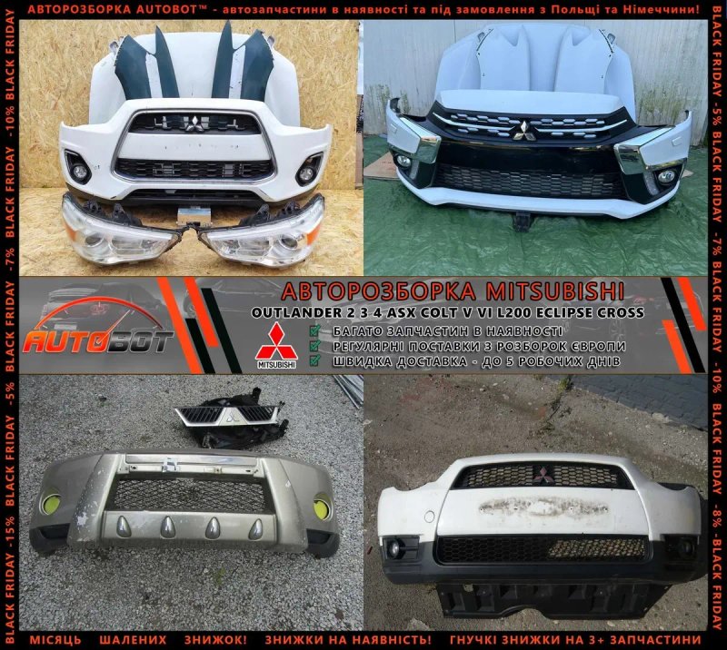 Передня панель вентилятор дифузор запчастини з розборки Mitsubishi Colt ASX Eclipse Cross Outlander XL Sport L200 Splash Pajero Шрот радіатори насос — фото 3