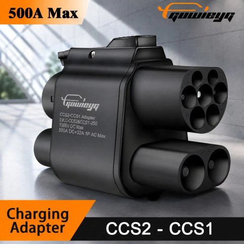 Перехідник адаптер швидкої зарядки Guwieyg CCS2 - CCS1 | 500A 500кВт, DC Fast Charge,Type 2 корпус PA66, для EV зі США